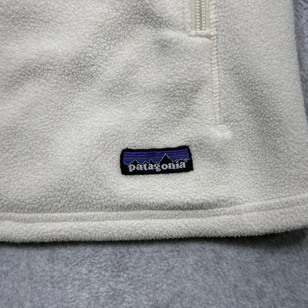 Patagonia Synchilla Fleece Vest Womens Medium Off White Zip Pockets 25165 F0